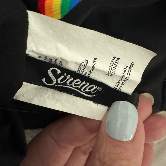 Sirena Brand Black Bikini/Tankini Top with rainbow Hearts High Neck Size 2XL - Picture 8 of 9